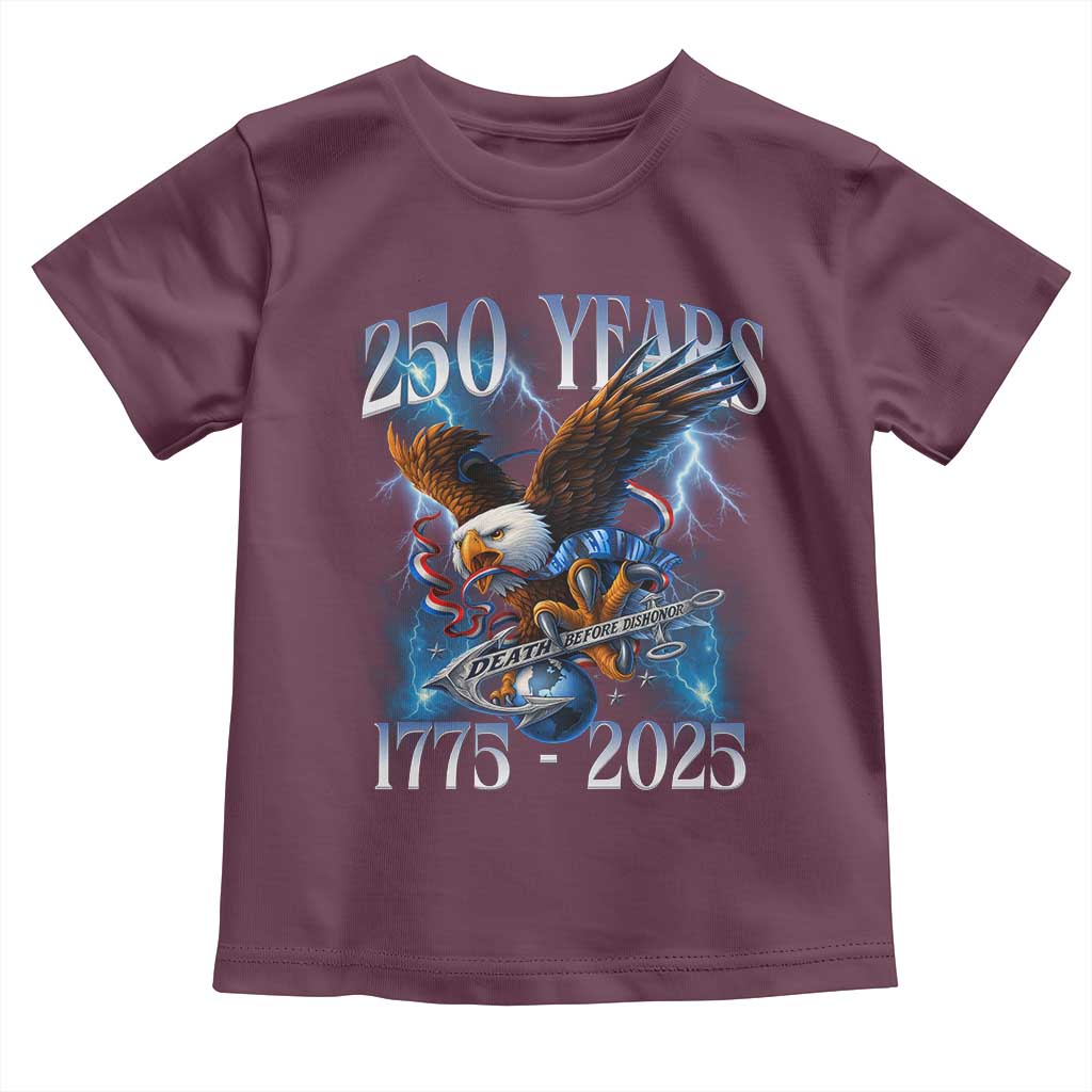 Marine Veteran 250th Anniversary Toddler T Shirt Eagle Patriotic Military Gift for Marines Veterans - Wonder Print Shop