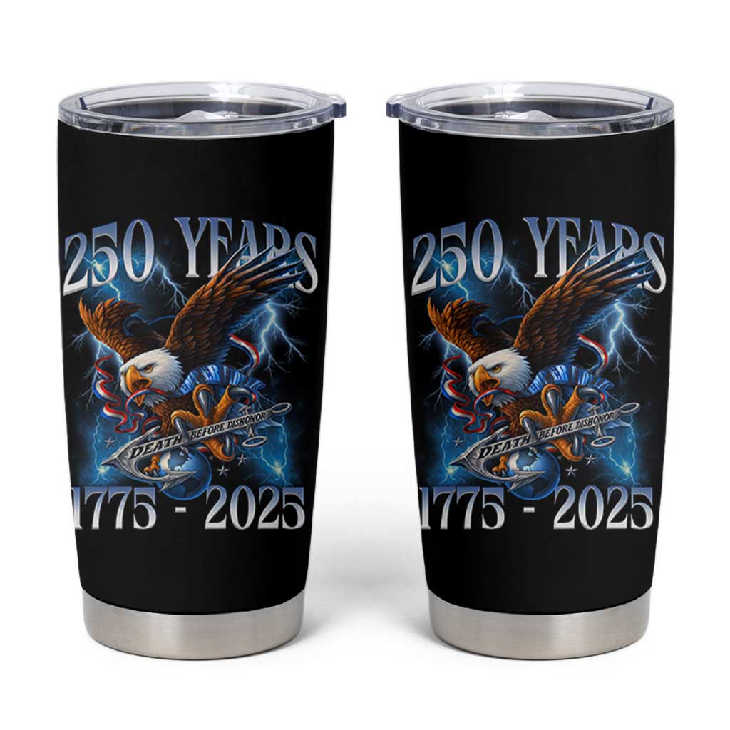 Marine Veteran 250th Anniversary Tumbler Cup Eagle Patriotic Military Gift for Marines Veterans - Wonder Print Shop