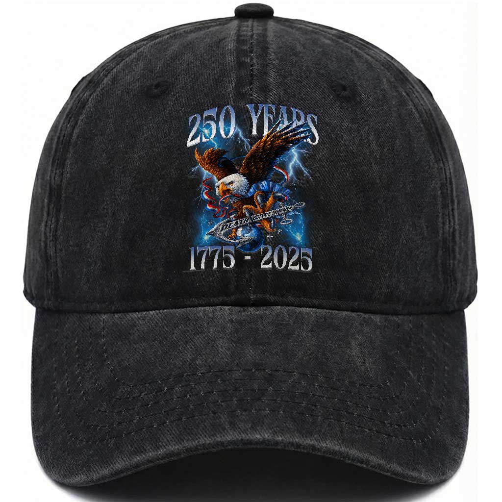 Marine Veteran 250th Anniversary Washed Cotton Baseball Cap Eagle Patriotic Military Gift for Marines Veterans