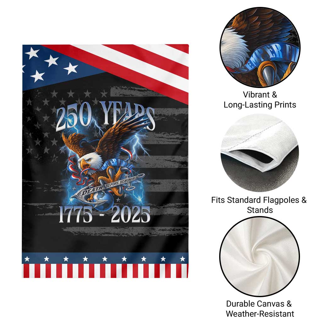 Marine Veteran 250th Anniversary Garden Flag Eagle Patriotic Military Gift for Marines Veterans