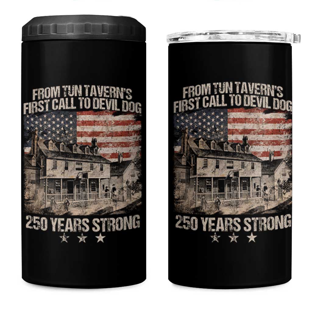 Tun Tavern 250th Anniversary 4 in 1 Can Cooler Tumbler Patriotic Veteran Military Gift American Flag - Wonder Print Shop