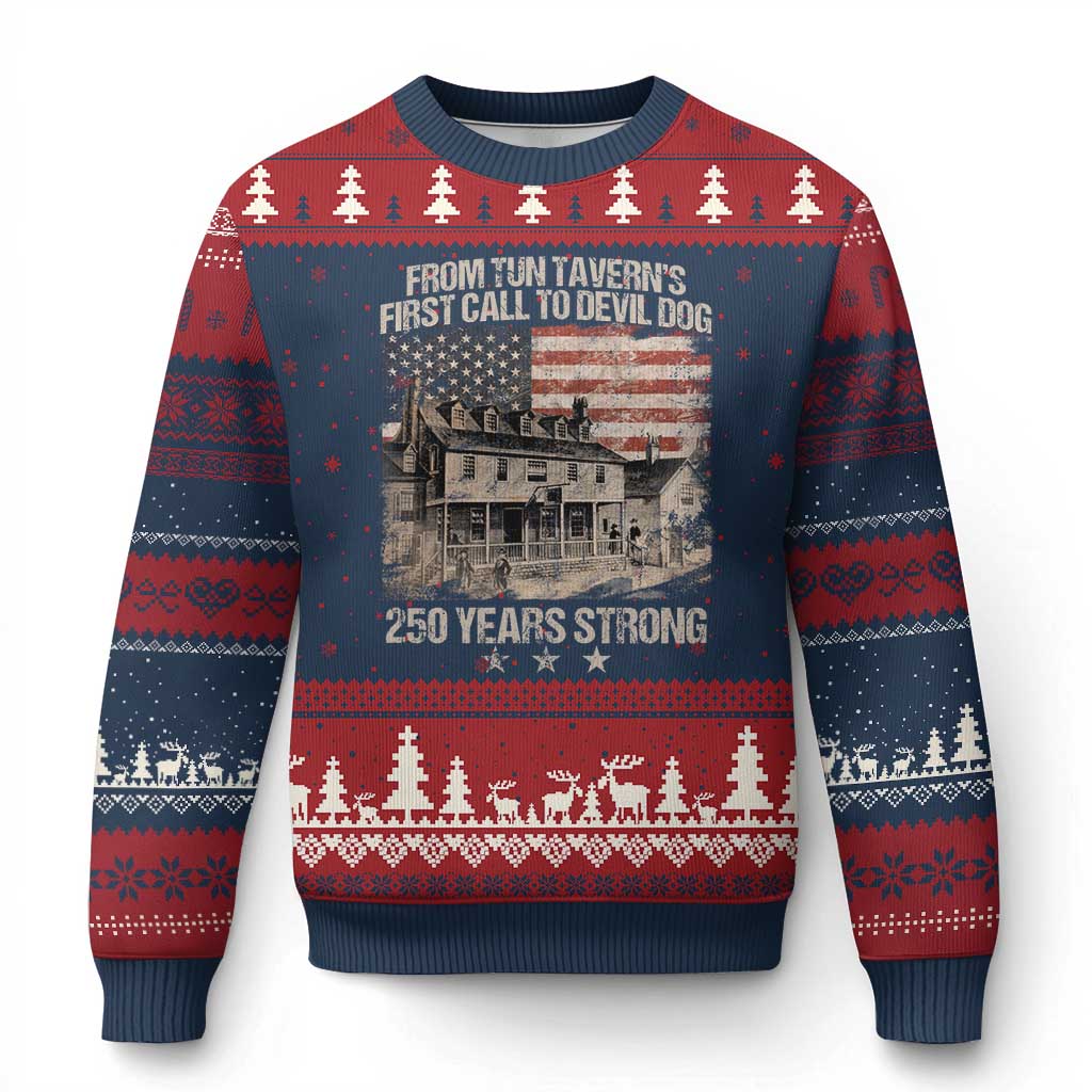 Tun Tavern 250th Anniversary Ugly Christmas Sweater Patriotic Veteran Military Gift American Flag - Wonder Print Shop