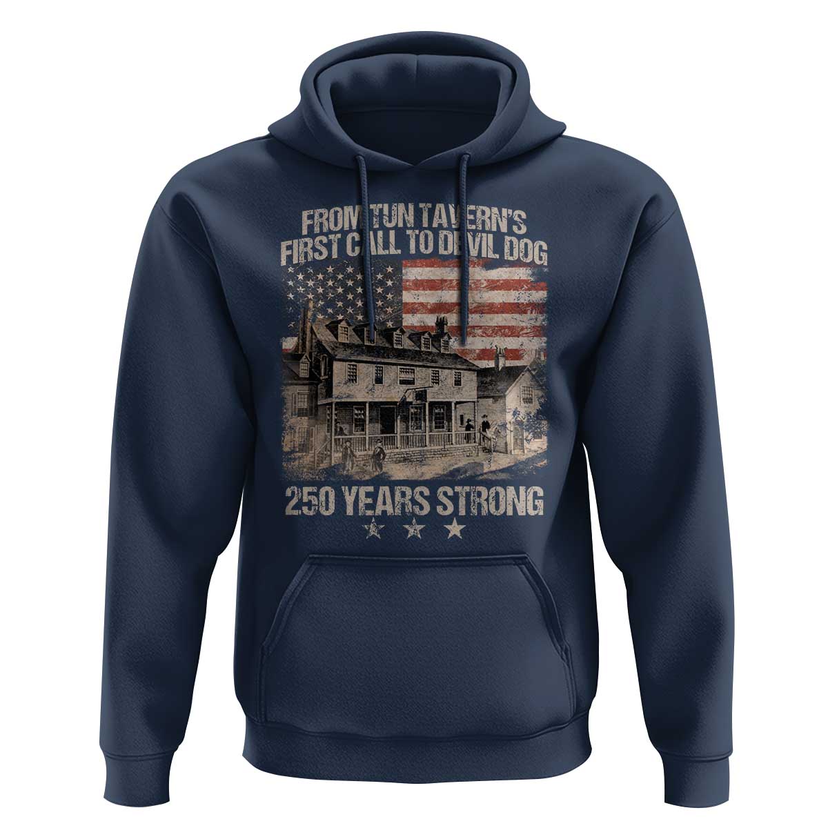 Tun Tavern 250th Anniversary Hoodie Patriotic Veteran Military Gift American Flag - Wonder Print Shop