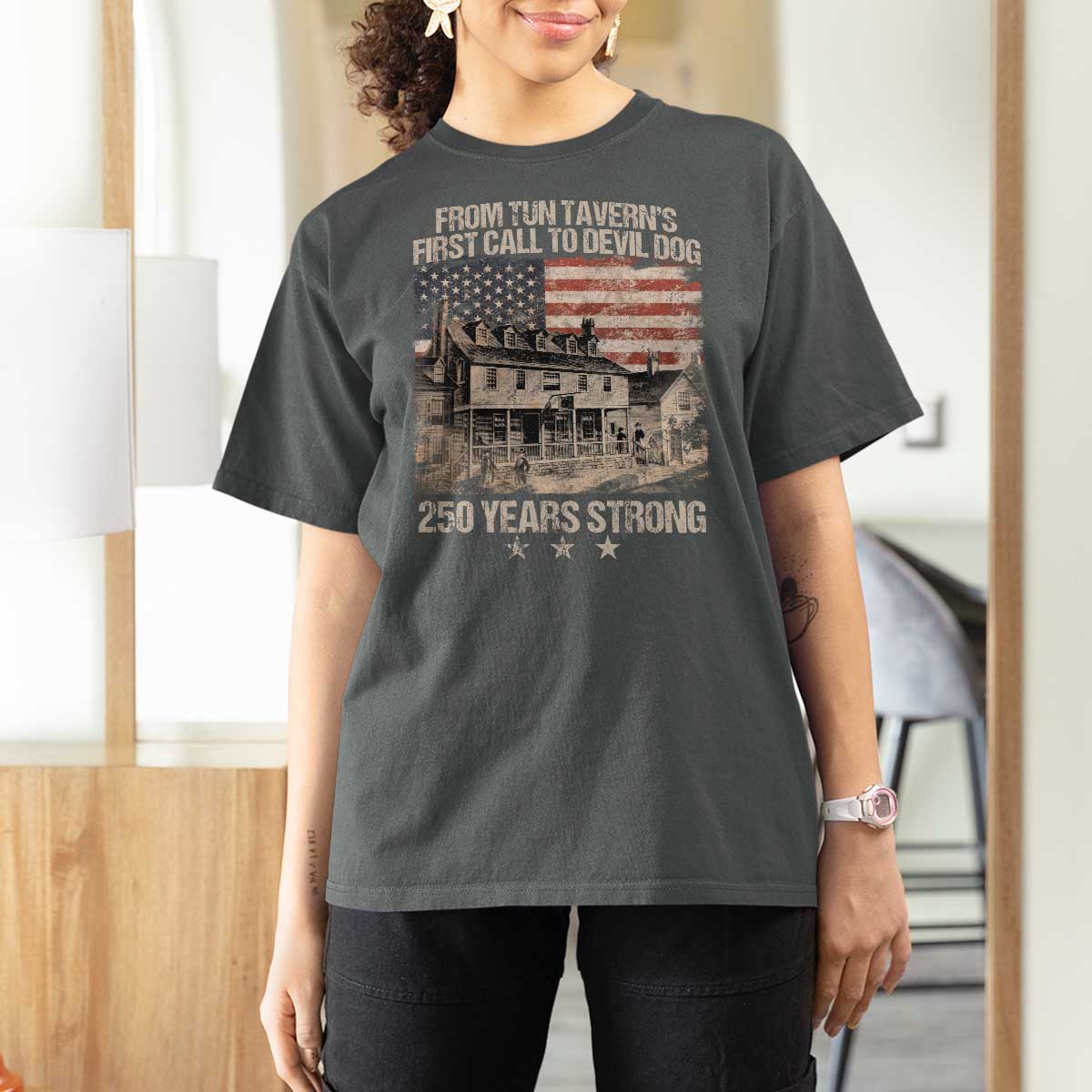 Tun Tavern 250th Anniversary T Shirt For Women Patriotic Veteran Military Gift American Flag - Wonder Print Shop