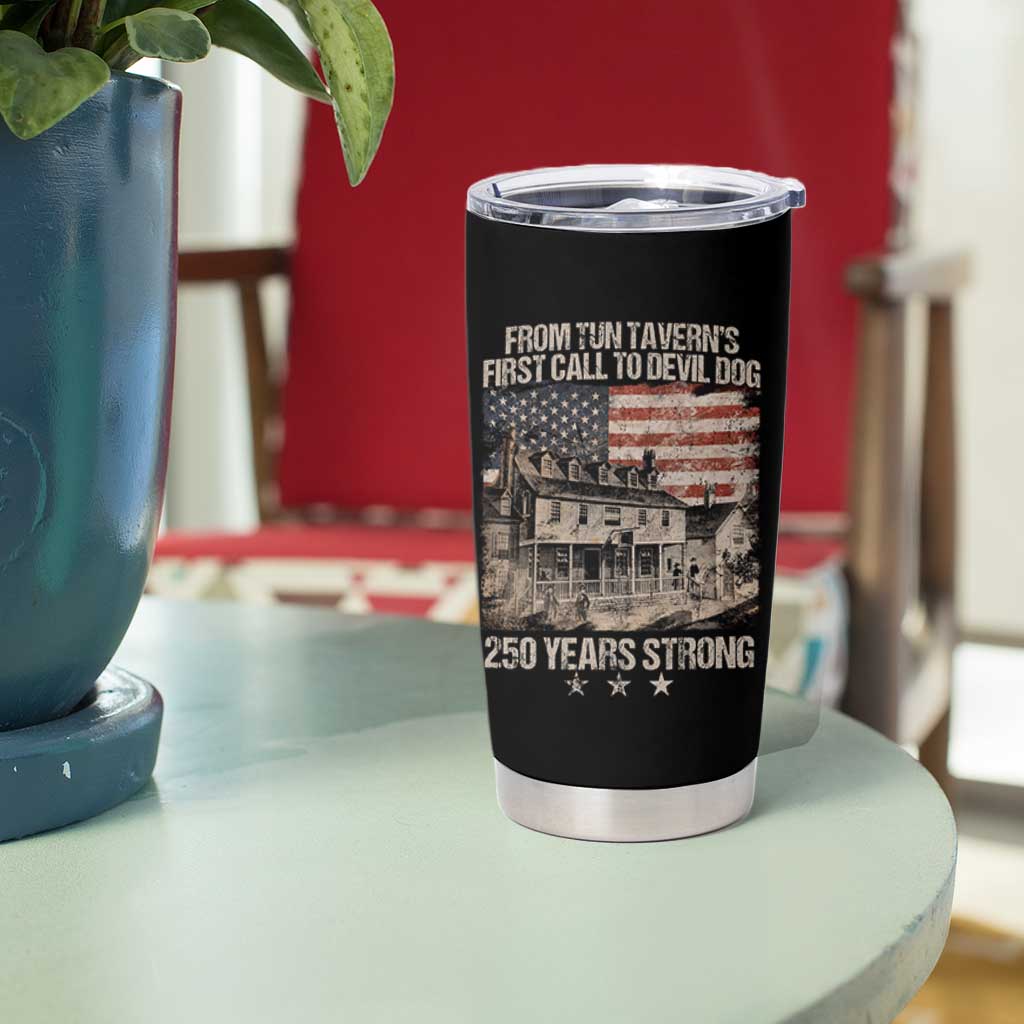 Tun Tavern 250th Anniversary Tumbler Cup Patriotic Veteran Military Gift American Flag - Wonder Print Shop
