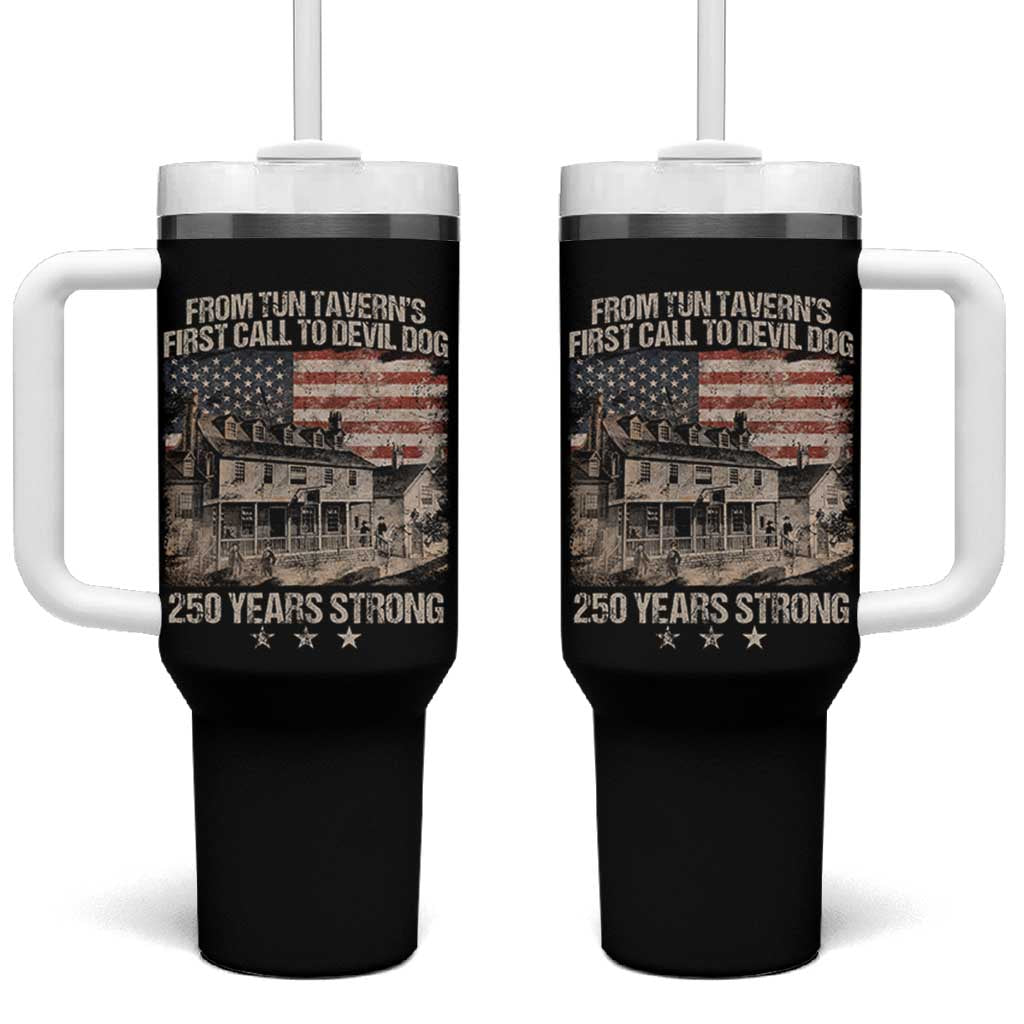 Tun Tavern 250th Anniversary Tumbler With Handle Patriotic Veteran Military Gift American Flag - Wonder Print Shop