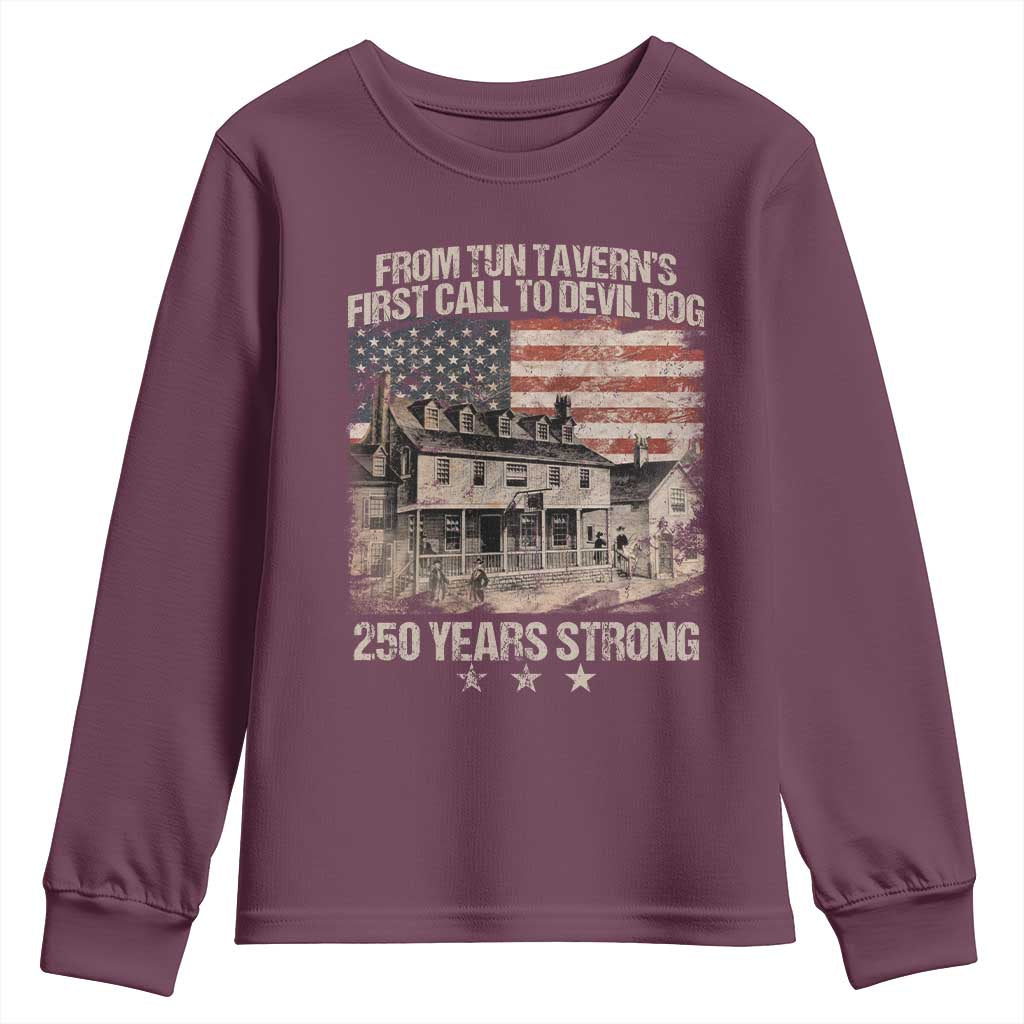 Tun Tavern 250th Anniversary Youth Sweatshirt Patriotic Veteran Military Gift American Flag - Wonder Print Shop