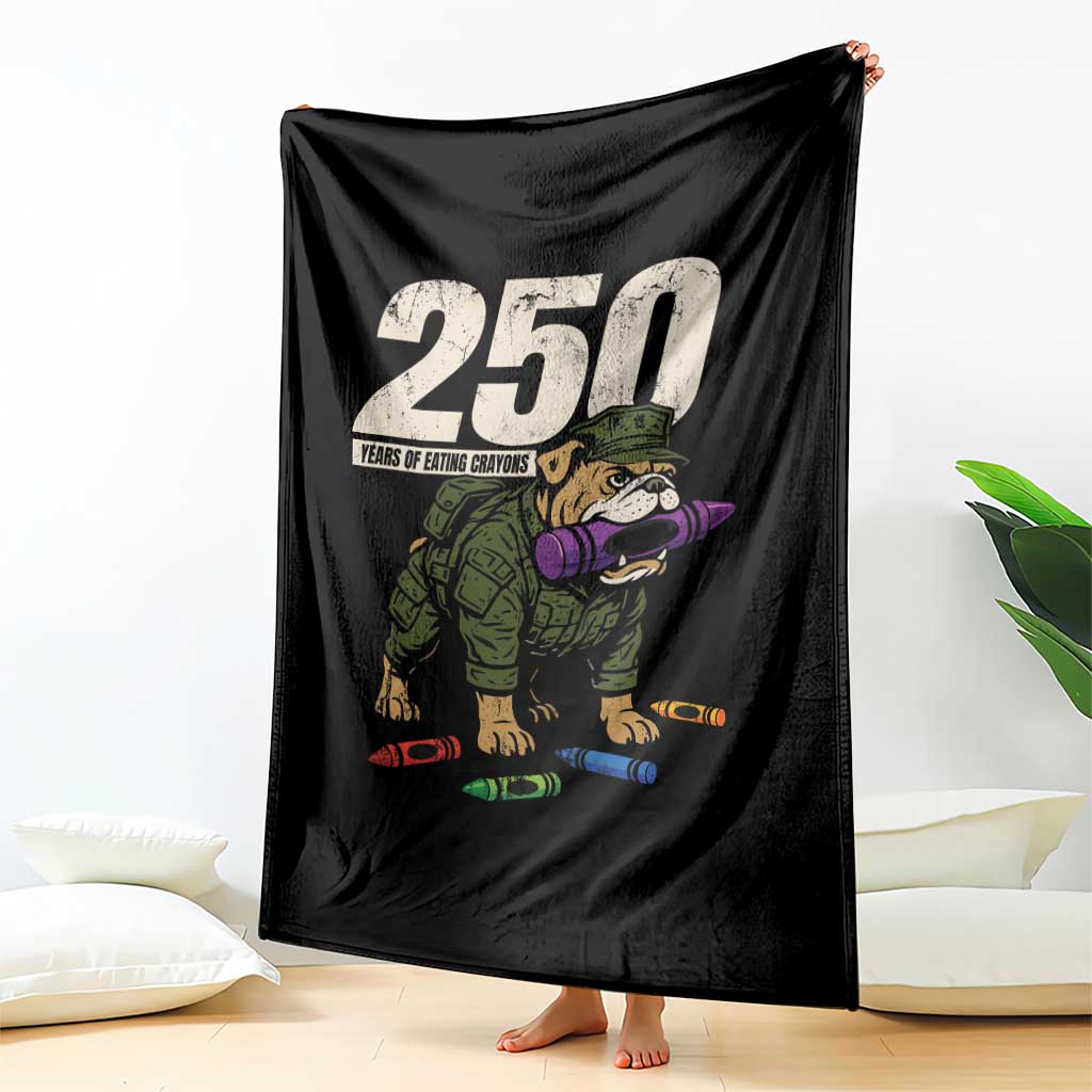 250 Years Of Eating Crayons Throw Blanket Vintage Bulldog Patriotic Veteran Military Gift - Wonder Print Shop