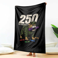 250 Years Of Eating Crayons Throw Blanket Vintage Bulldog Patriotic Veteran Military Gift - Wonder Print Shop