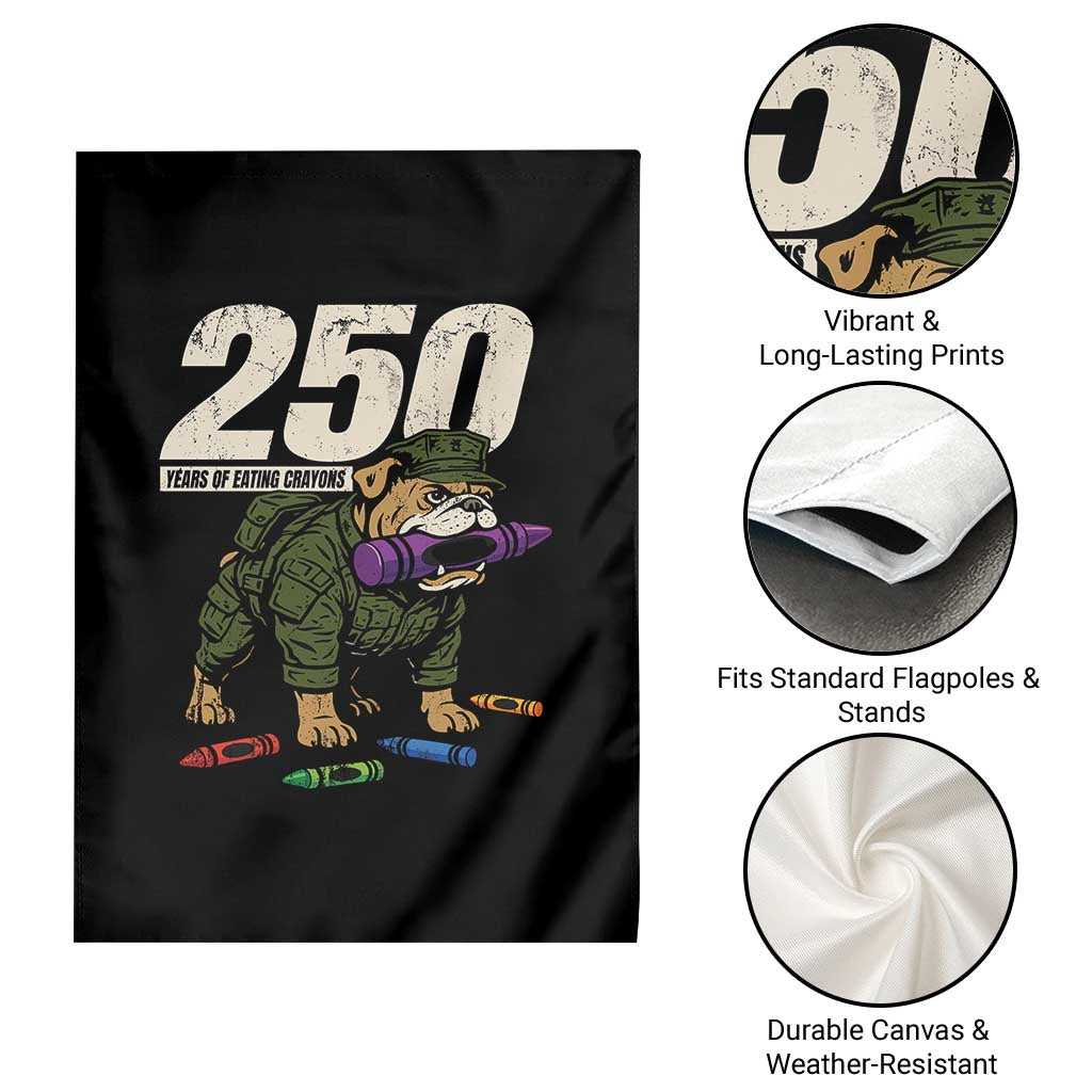 250 Years Of Eating Crayons Garden Flag Vintage Bulldog Patriotic Veteran Military Gift - Wonder Print Shop