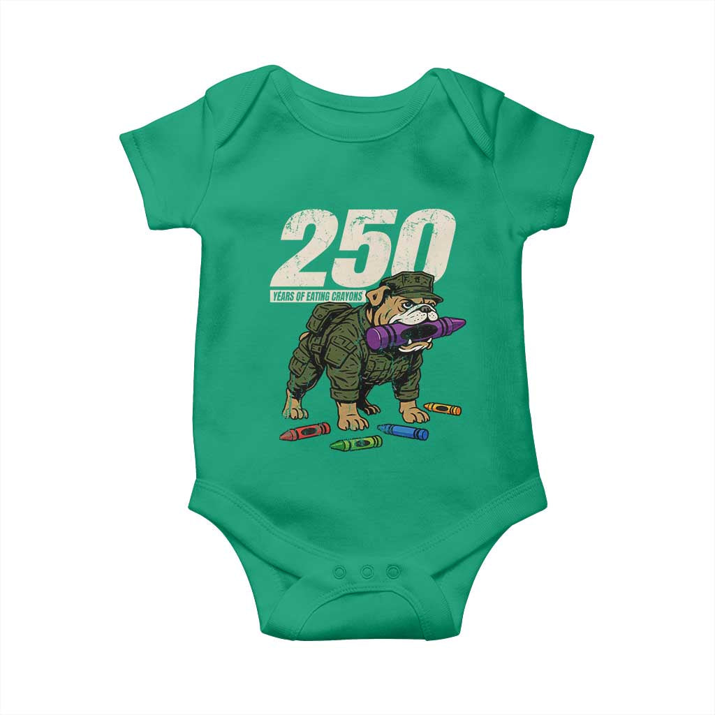 250 Years Of Eating Crayons Baby Onesie Vintage Bulldog Patriotic Veteran Military Gift - Wonder Print Shop