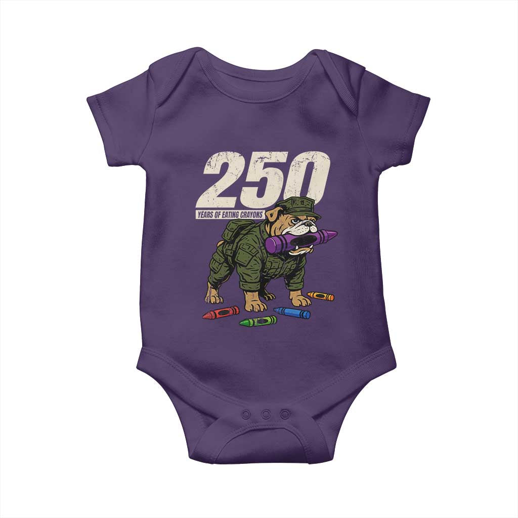 250 Years Of Eating Crayons Baby Onesie Vintage Bulldog Patriotic Veteran Military Gift - Wonder Print Shop