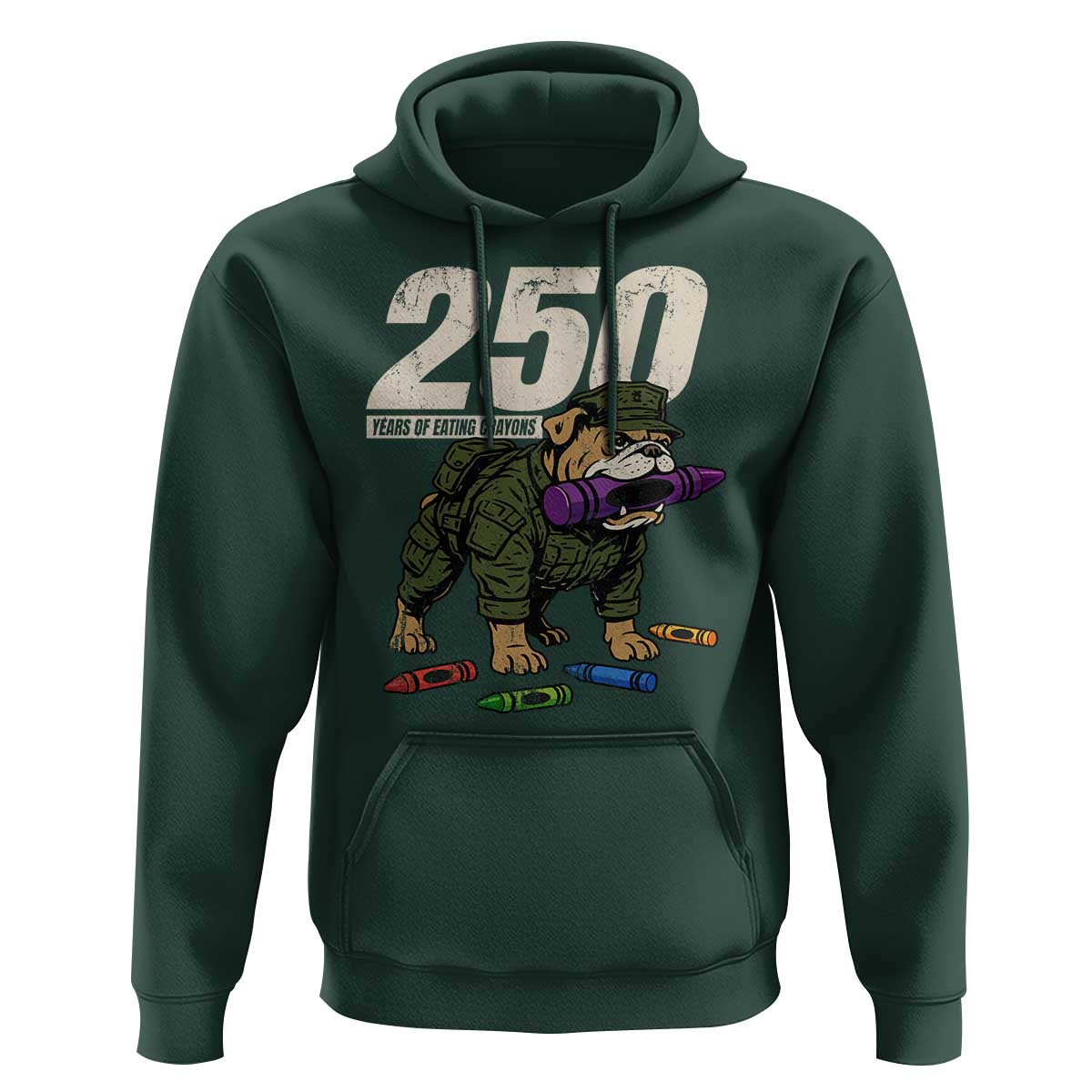 250 Years Of Eating Crayons Hoodie Vintage Bulldog Patriotic Veteran Military Gift - Wonder Print Shop