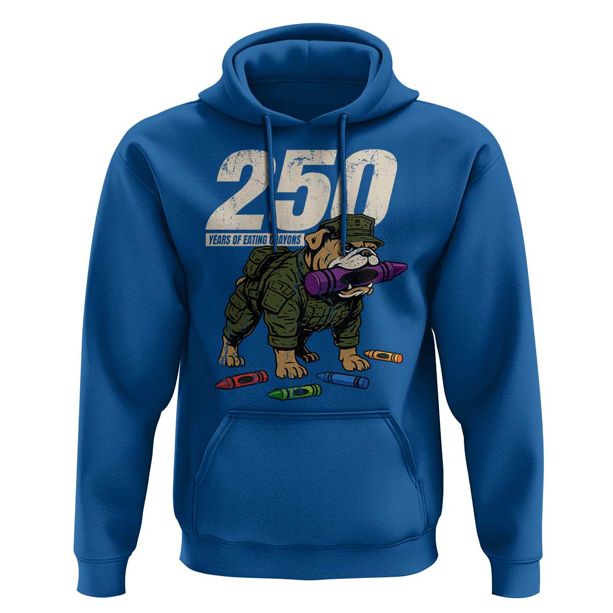 250 Years Of Eating Crayons Hoodie Vintage Bulldog Patriotic Veteran Military Gift - Wonder Print Shop
