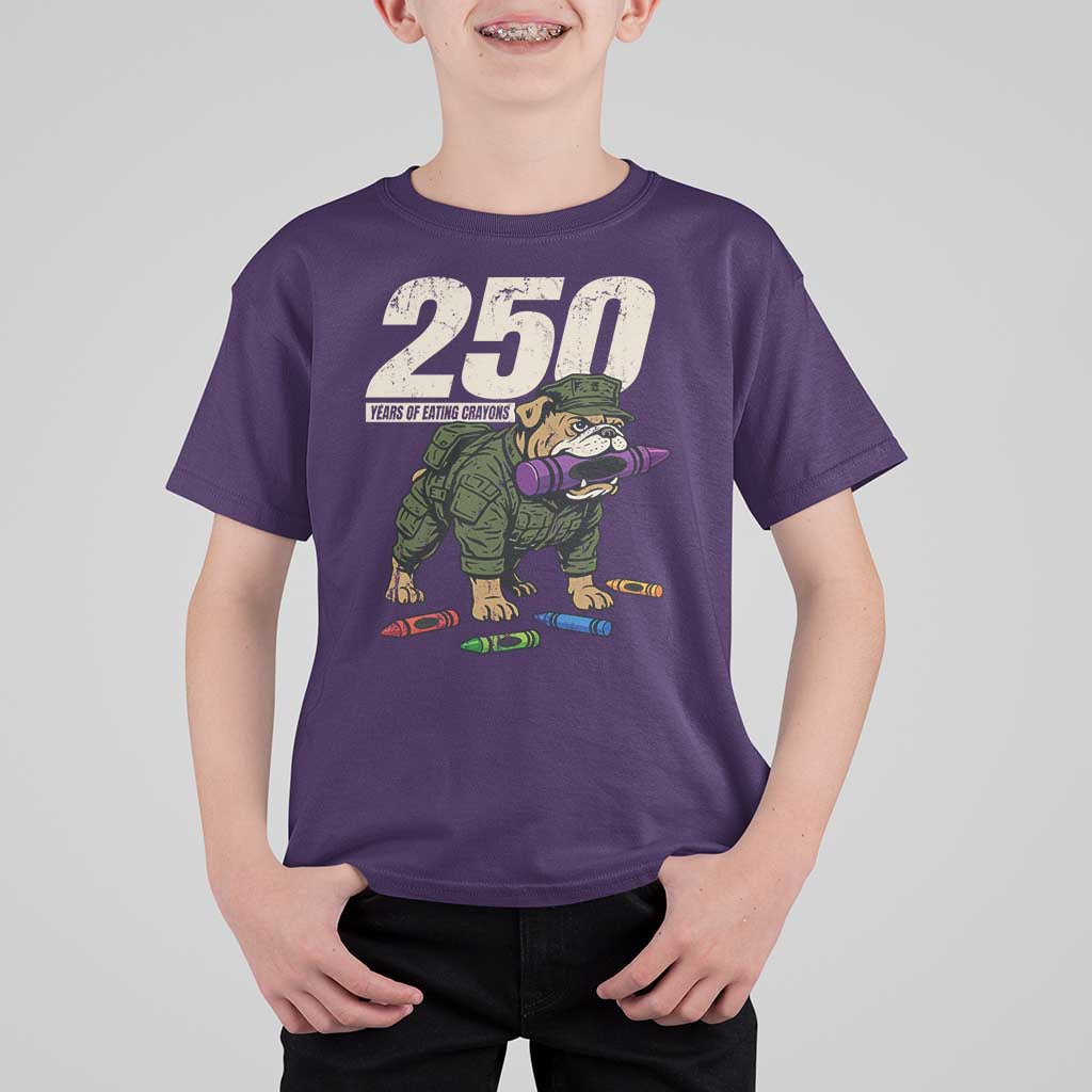 250 Years Of Eating Crayons T Shirt For Kid Vintage Bulldog Patriotic Veteran Military Gift - Wonder Print Shop