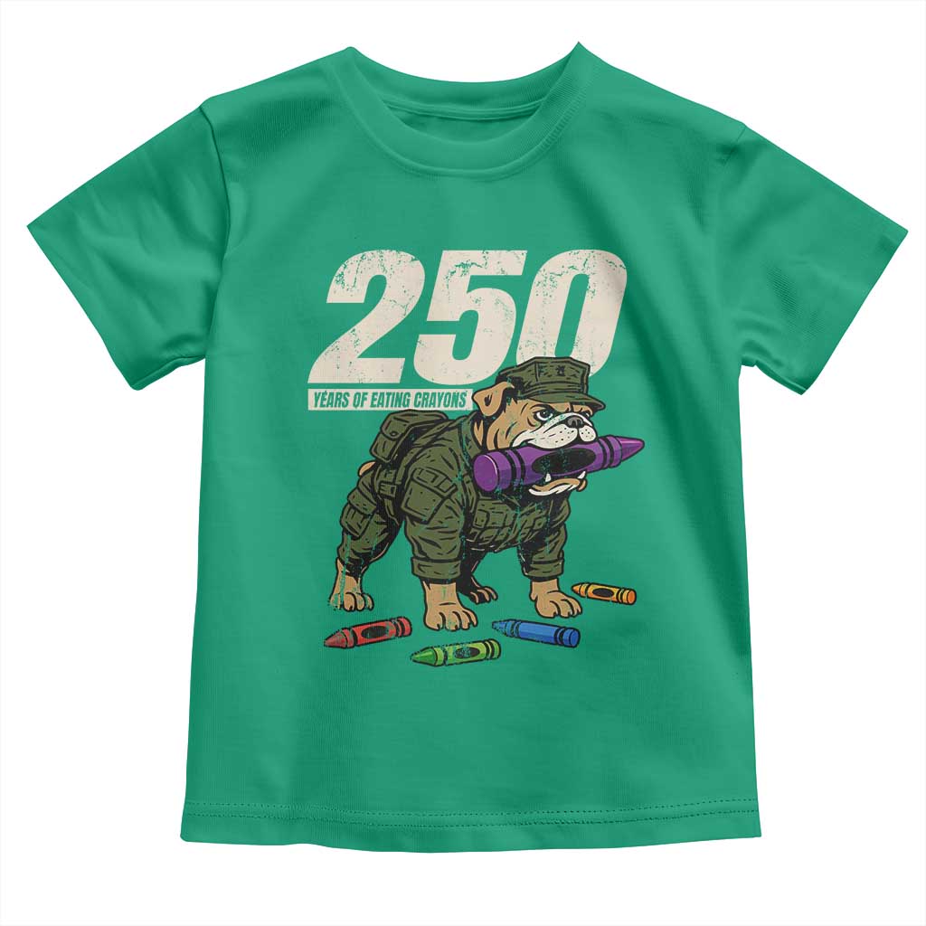 250 Years Of Eating Crayons Toddler T Shirt Vintage Bulldog Patriotic Veteran Military Gift - Wonder Print Shop