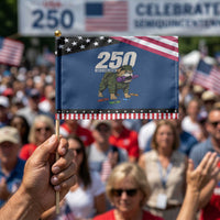 250 Years Of Eating Crayons Patriotic Handheld Flag Vintage Bulldog Veteran Military Gift