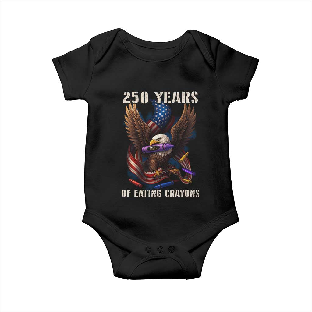 250 Years Of Eating Crayons Baby Onesie Funny Eagle 250th Anniversary Veterans Gifts - Wonder Print Shop