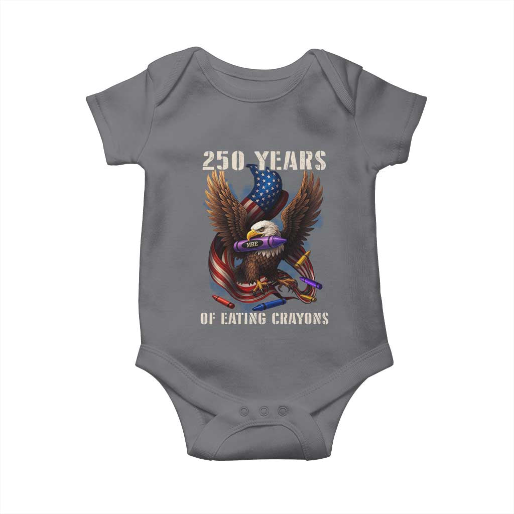 250 Years Of Eating Crayons Baby Onesie Funny Eagle 250th Anniversary Veterans Gifts - Wonder Print Shop