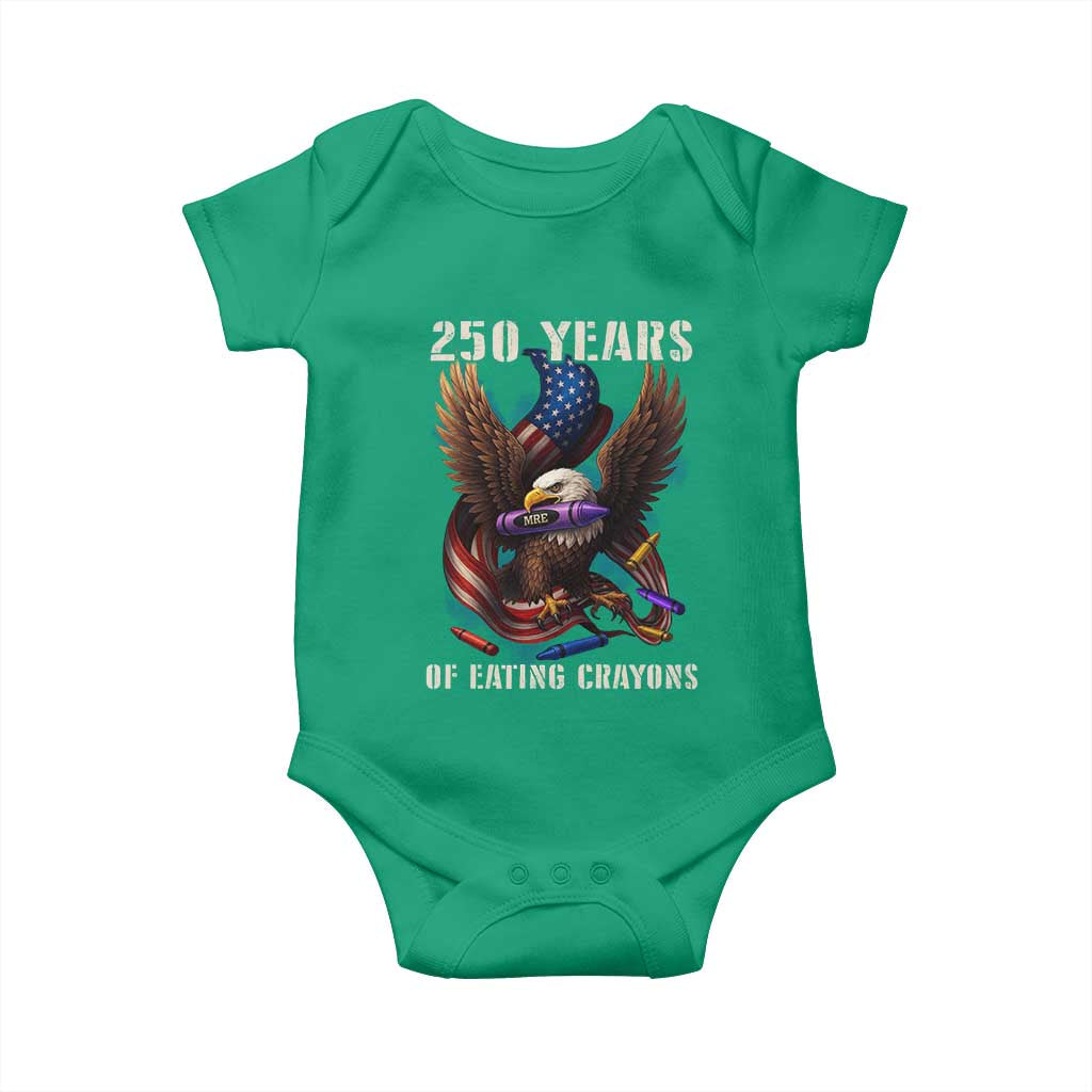 250 Years Of Eating Crayons Baby Onesie Funny Eagle 250th Anniversary Veterans Gifts - Wonder Print Shop