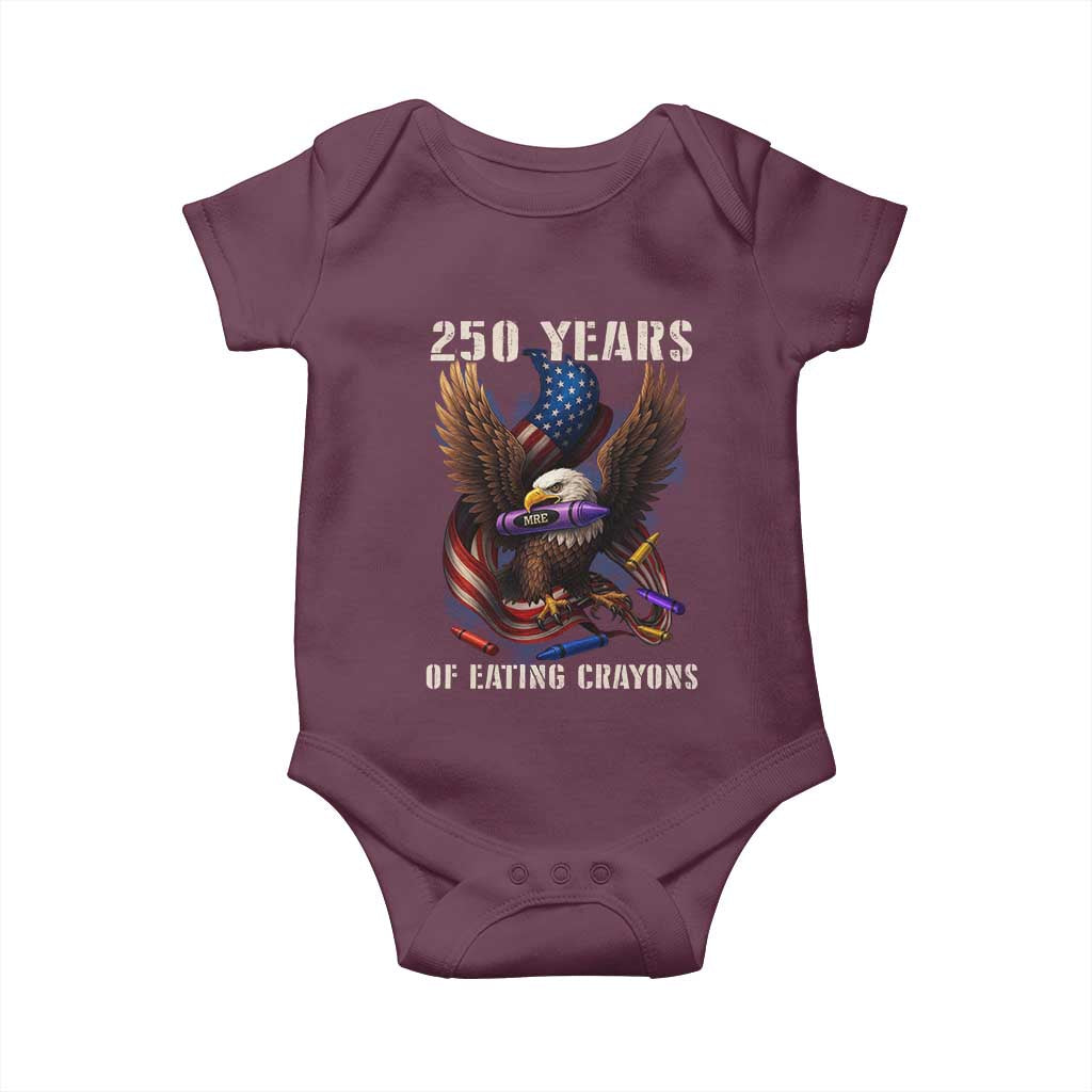 250 Years Of Eating Crayons Baby Onesie Funny Eagle 250th Anniversary Veterans Gifts - Wonder Print Shop