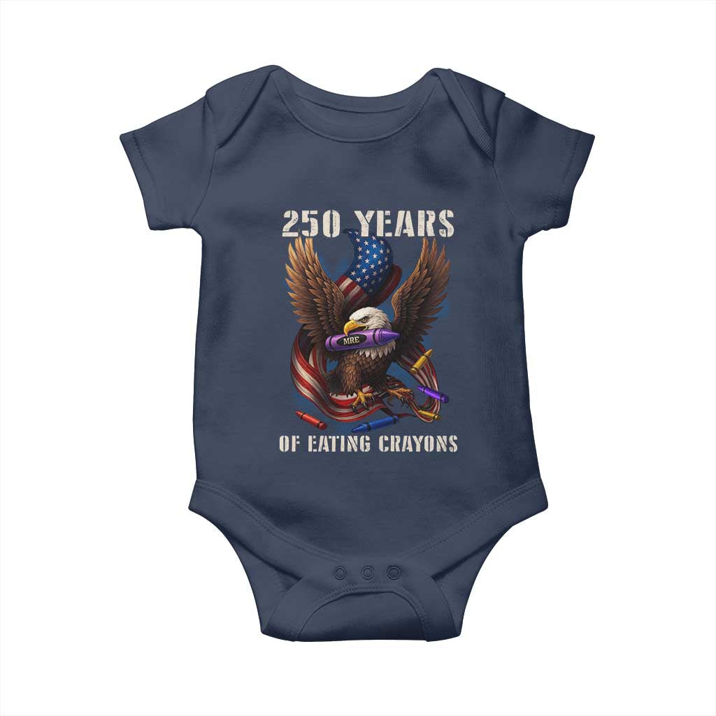 250 Years Of Eating Crayons Baby Onesie Funny Eagle 250th Anniversary Veterans Gifts - Wonder Print Shop