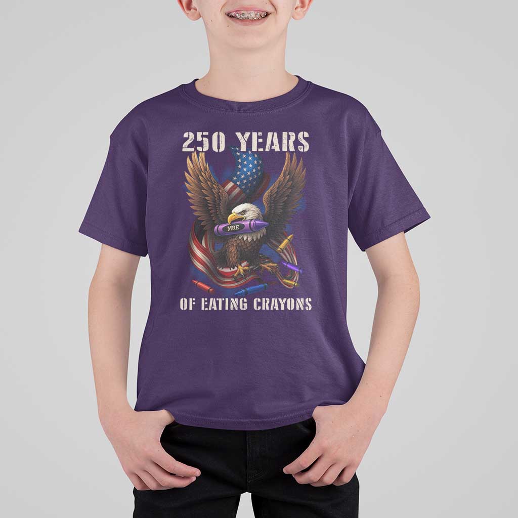 250 Years Of Eating Crayons T Shirt For Kid Funny Eagle 250th Anniversary Veterans Gifts - Wonder Print Shop