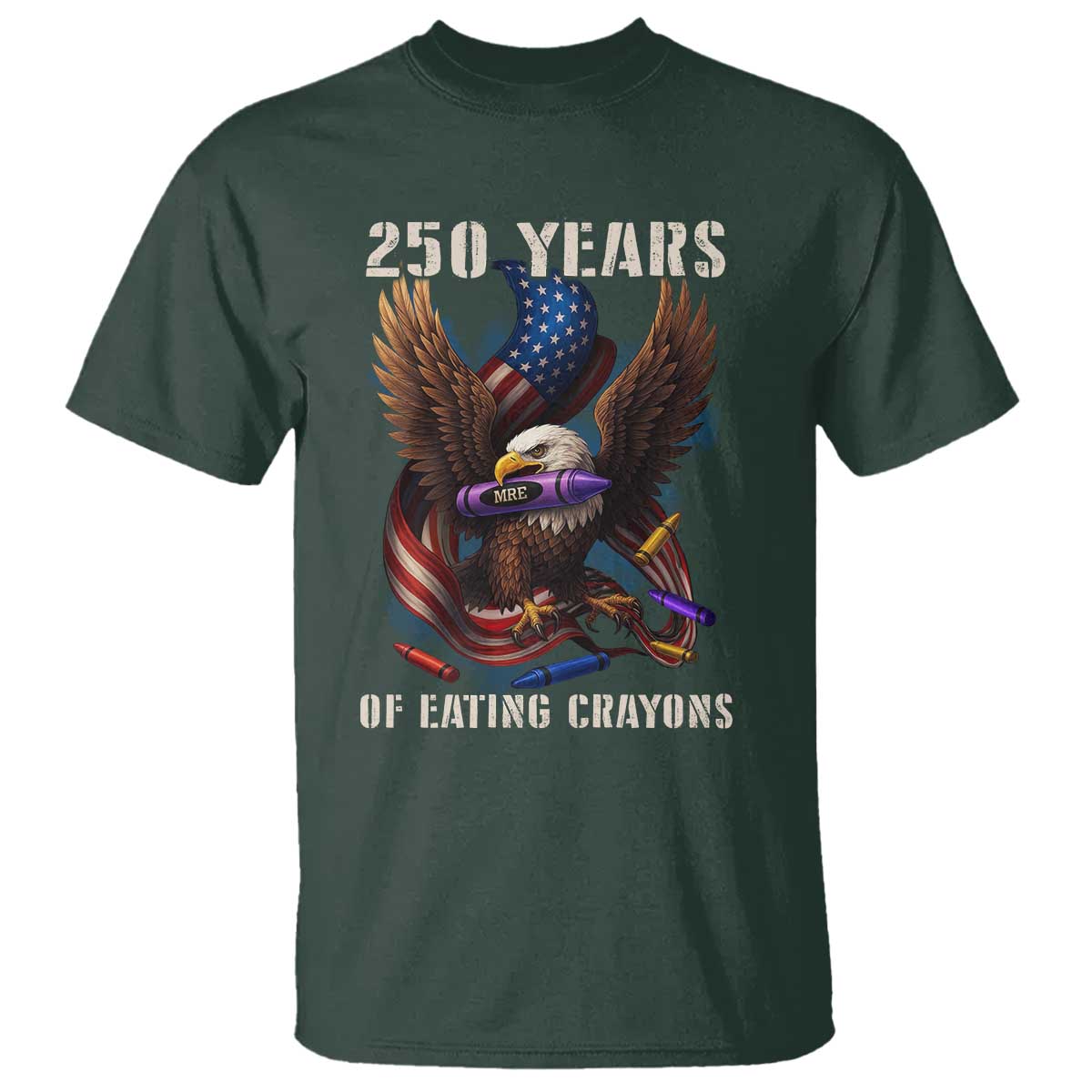 250 Years Of Eating Crayons T Shirt Funny Eagle 250th Anniversary Veterans Gifts - Wonder Print Shop