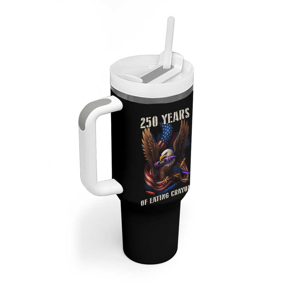 250 Years Of Eating Crayons Tumbler With Handle Funny Eagle 250th Anniversary Veterans Gifts - Wonder Print Shop