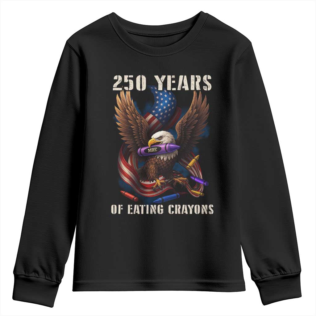 250 Years Of Eating Crayons Youth Sweatshirt Funny Eagle 250th Anniversary Veterans Gifts - Wonder Print Shop