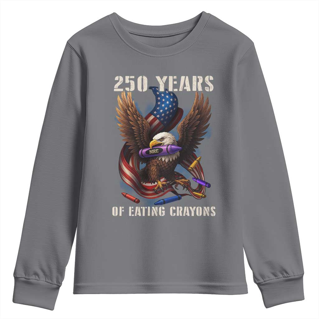 250 Years Of Eating Crayons Youth Sweatshirt Funny Eagle 250th Anniversary Veterans Gifts - Wonder Print Shop