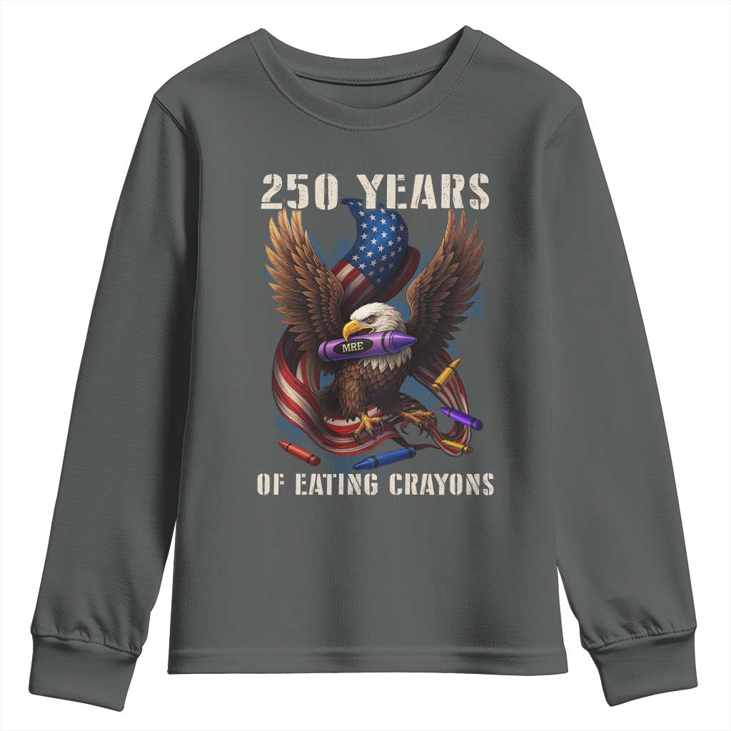 250 Years Of Eating Crayons Youth Sweatshirt Funny Eagle 250th Anniversary Veterans Gifts - Wonder Print Shop
