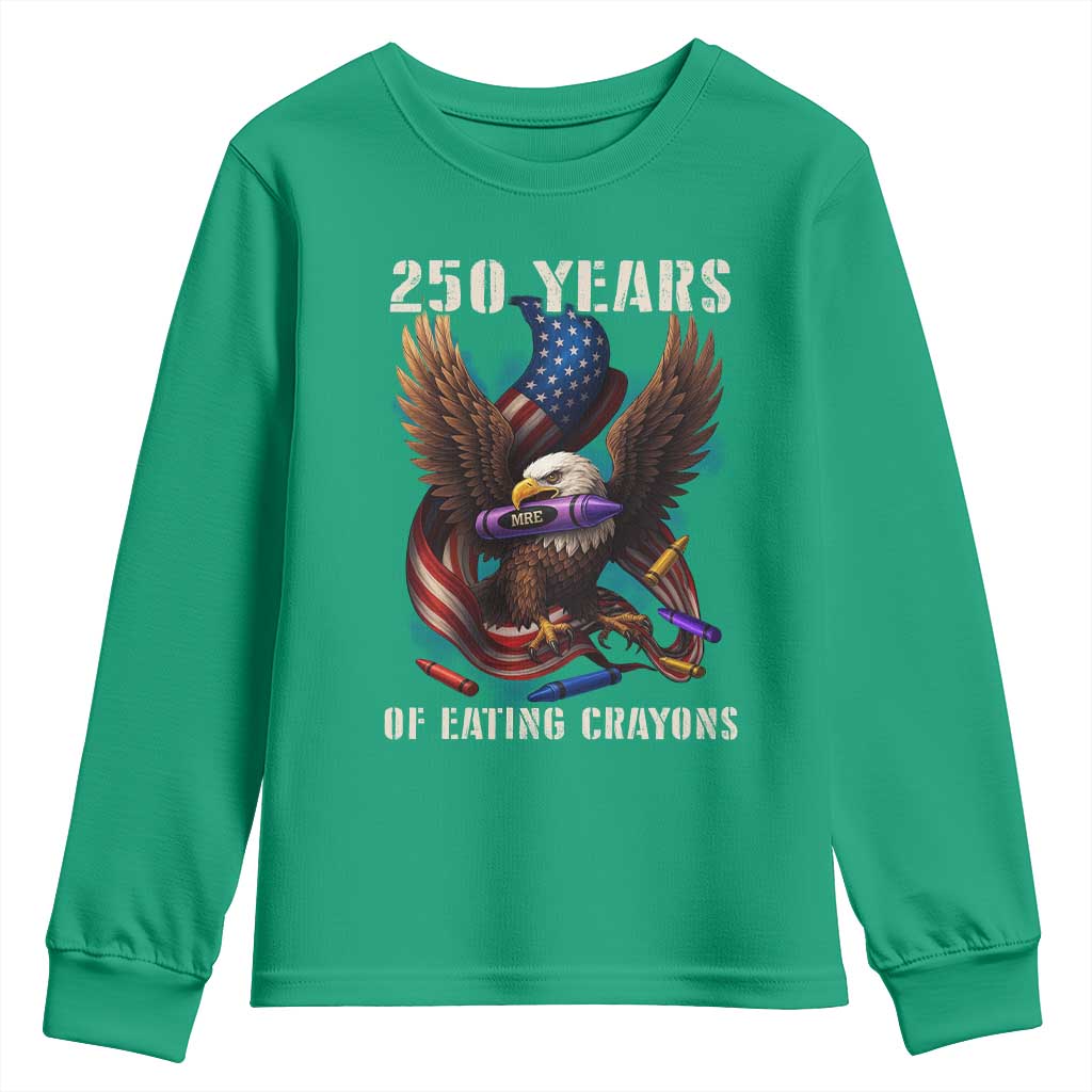 250 Years Of Eating Crayons Youth Sweatshirt Funny Eagle 250th Anniversary Veterans Gifts - Wonder Print Shop