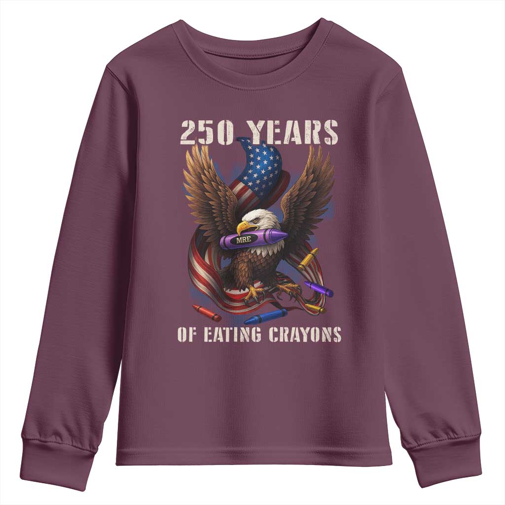 250 Years Of Eating Crayons Youth Sweatshirt Funny Eagle 250th Anniversary Veterans Gifts - Wonder Print Shop