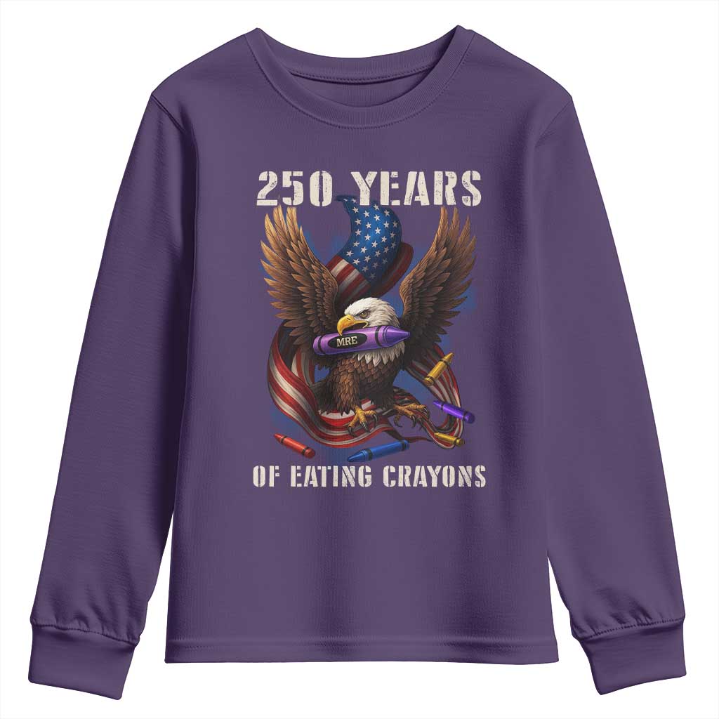 250 Years Of Eating Crayons Youth Sweatshirt Funny Eagle 250th Anniversary Veterans Gifts - Wonder Print Shop