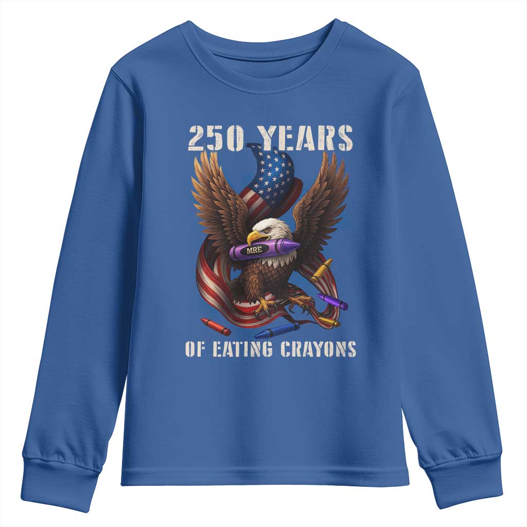 250 Years Of Eating Crayons Youth Sweatshirt Funny Eagle 250th Anniversary Veterans Gifts - Wonder Print Shop