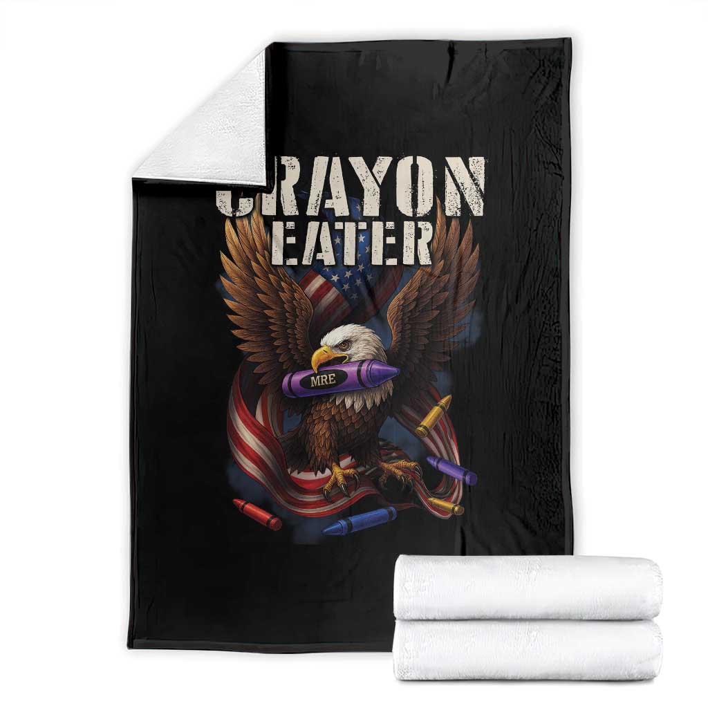Crayon Eater Throw Blanket Funny Eagle 250th Anniversary Veterans Gifts - Wonder Print Shop