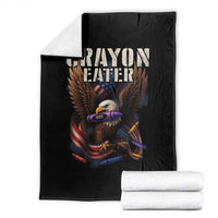 Crayon Eater Throw Blanket Funny Eagle 250th Anniversary Veterans Gifts - Wonder Print Shop