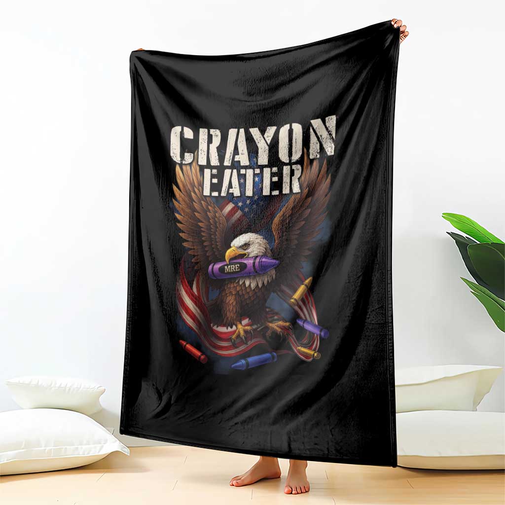 Crayon Eater Throw Blanket Funny Eagle 250th Anniversary Veterans Gifts - Wonder Print Shop