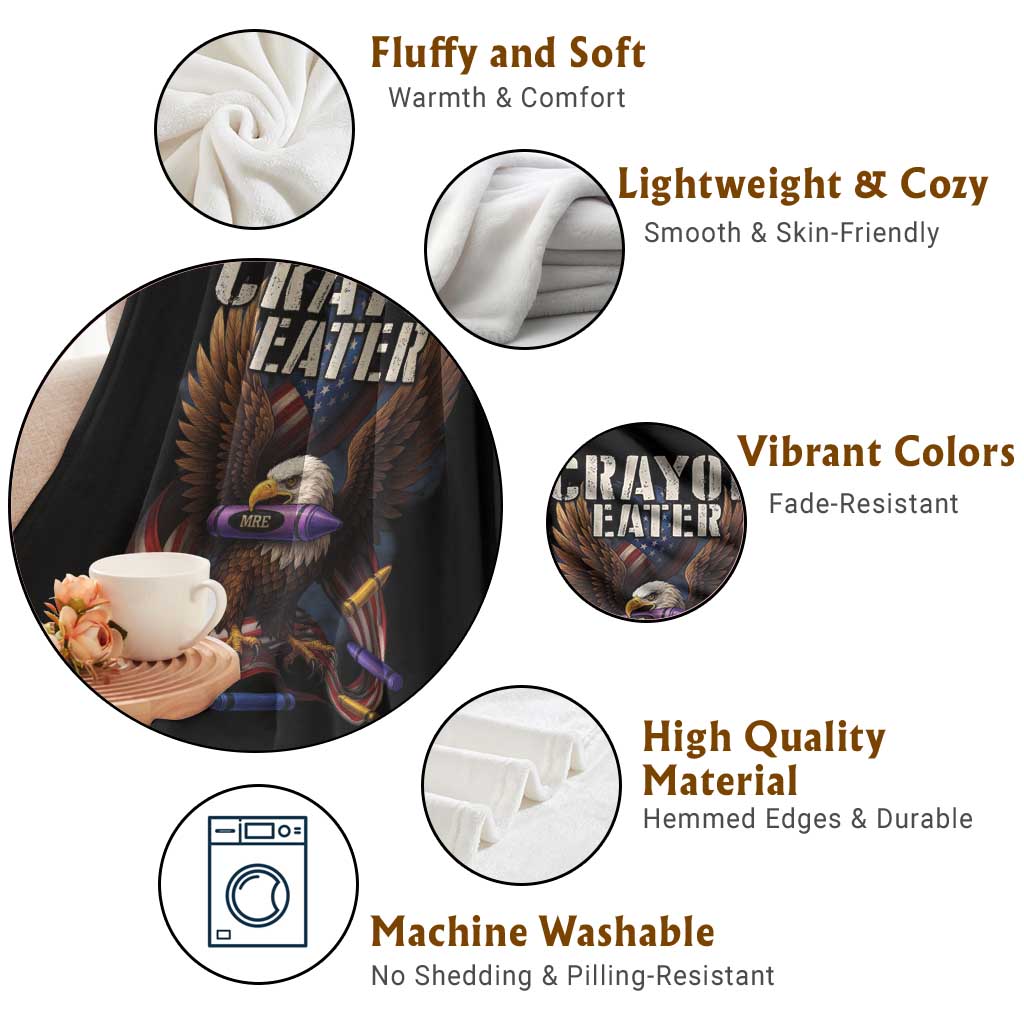 Crayon Eater Throw Blanket Funny Eagle 250th Anniversary Veterans Gifts - Wonder Print Shop