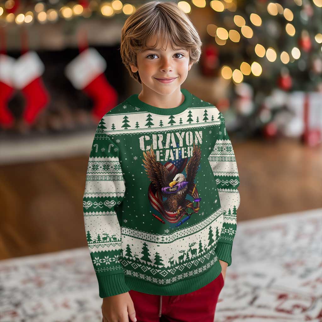 Crayon Eater Ugly Christmas Sweater Funny Eagle 250th Anniversary Veterans Gifts - Wonder Print Shop