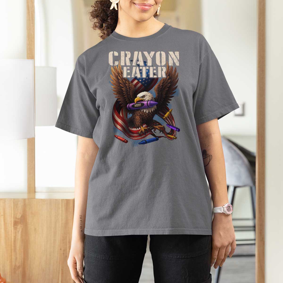 Crayon Eater T Shirt For Women Funny Eagle 250th Anniversary Veterans Gifts - Wonder Print Shop