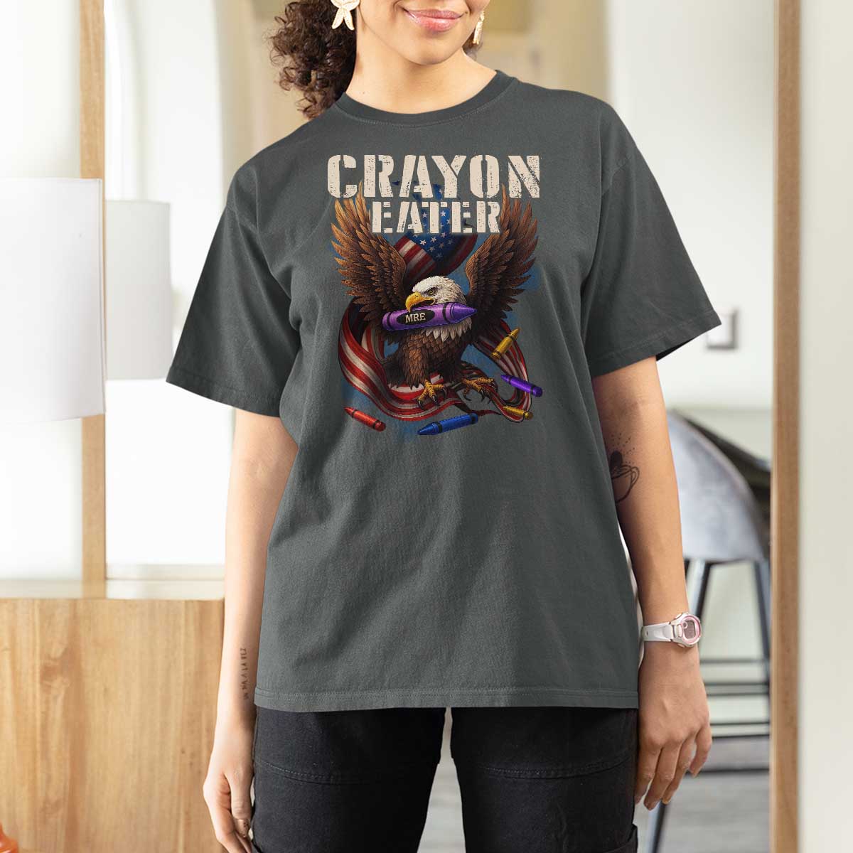 Crayon Eater T Shirt For Women Funny Eagle 250th Anniversary Veterans Gifts - Wonder Print Shop