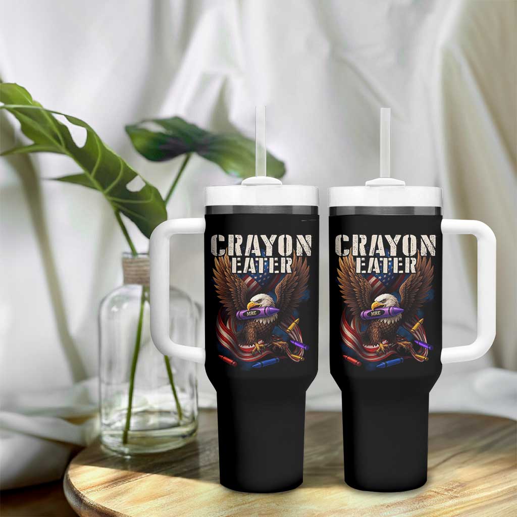 Crayon Eater Tumbler With Handle Funny Eagle 250th Anniversary Veterans Gifts - Wonder Print Shop