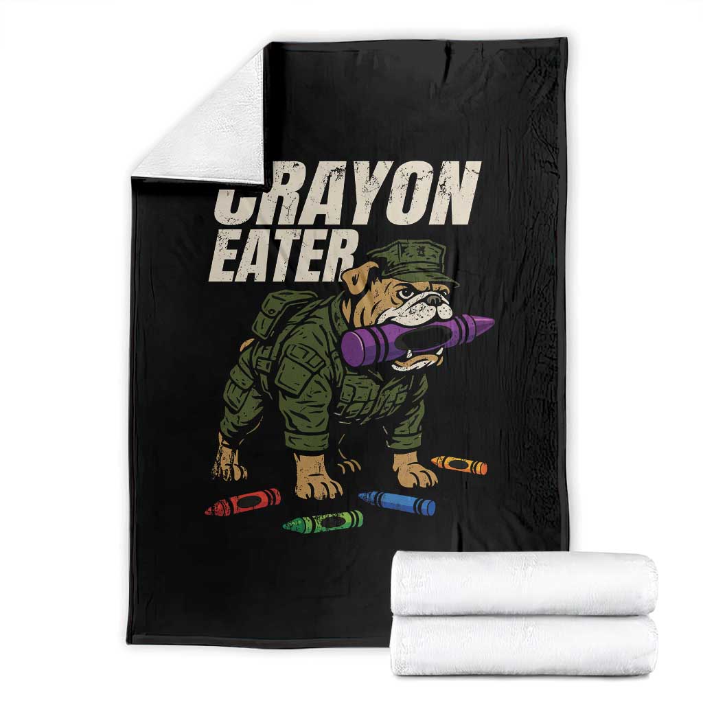 Crayon Eater Throw Blanket Funny Bulldog Military Corps Proud Soldier Family - Wonder Print Shop