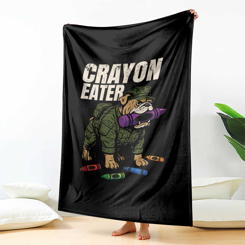 Crayon Eater Throw Blanket Funny Bulldog Military Corps Proud Soldier Family - Wonder Print Shop