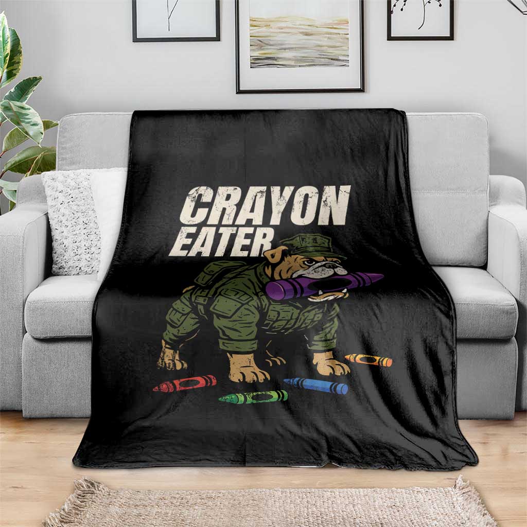 Crayon Eater Throw Blanket Funny Bulldog Military Corps Proud Soldier Family - Wonder Print Shop