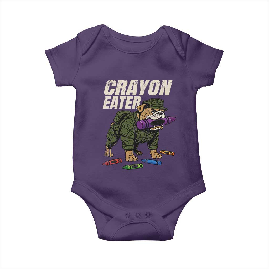 Crayon Eater Baby Onesie Funny Bulldog Military Corps Proud Soldier Family - Wonder Print Shop