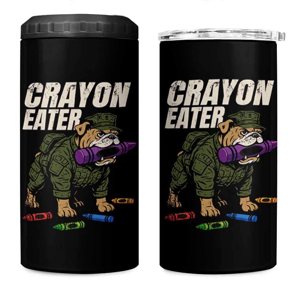 Crayon Eater 4 in 1 Can Cooler Tumbler Funny Bulldog Military Corps Proud Soldier Family - Wonder Print Shop