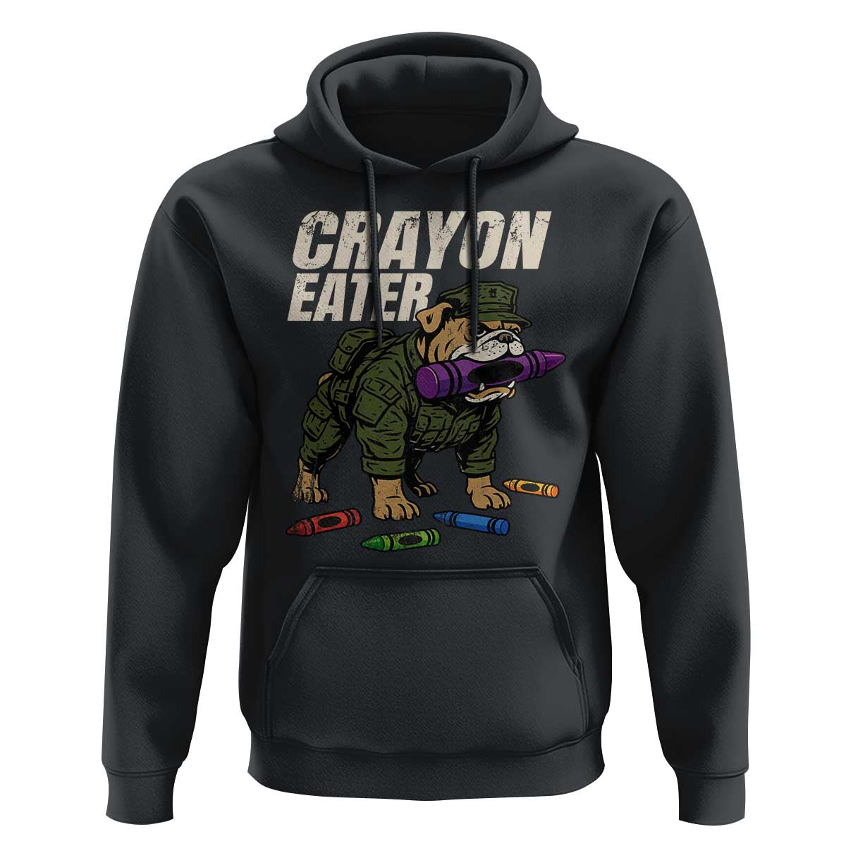 Crayon Eater Hoodie Funny Bulldog Military Corps Proud Soldier Family - Wonder Print Shop